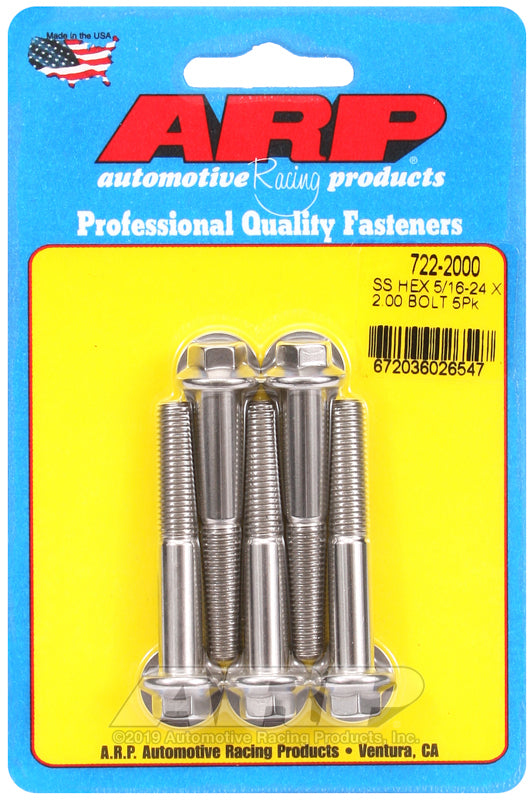 ARP 722-2000 5/16-24 X 2.000 Hex SS Bolts