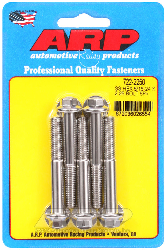 ARP 722-2250 5/16-24 X 2.250 Hex SS Bolts