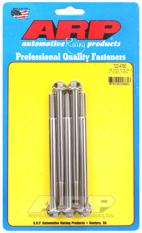 ARP 722-4750 5/16-24 X 4.750 Hex SS Bolts