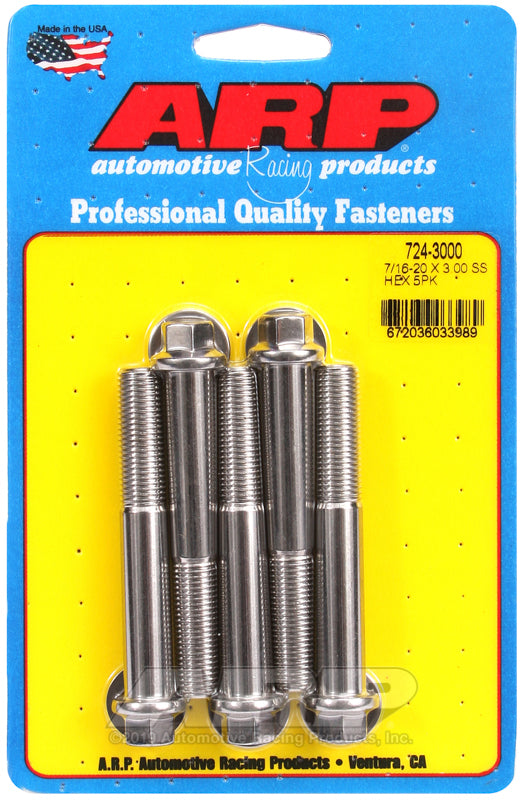 ARP 724-3000 7/16-20 X 3.000 Hex SS Bolts