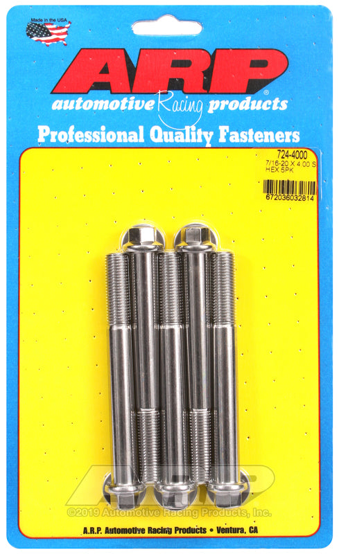 ARP 724-4000 7/16-20 X 4.000 Hex SS Bolts