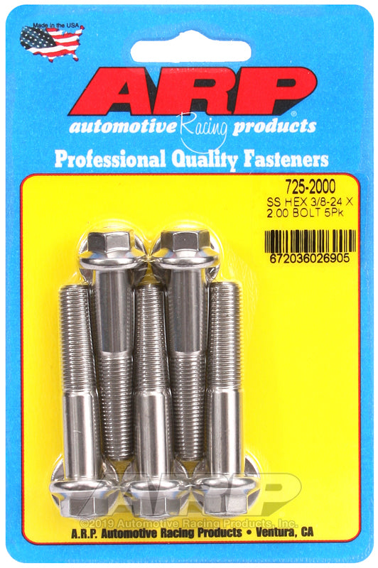 ARP 725-2000 3/8-24 X 2.000 Hex 7/16 Wrenching SS Bolts