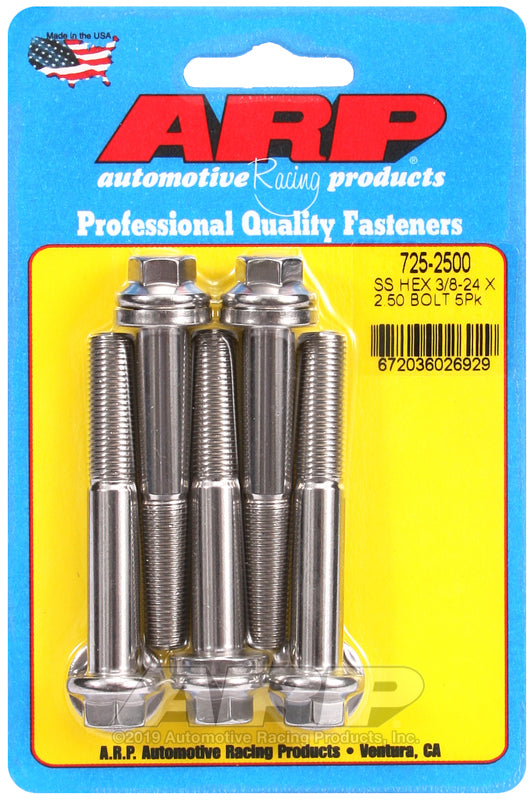 ARP 725-2500 3/8-24 X 2.500 Hex 7/16 Wrenching SS Bolts