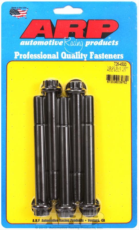 ARP Fasteners 725-4500 12 PT Bolts 1/2" UNF X 4.500" ARP726-4500 Black Oxide 9/16" Head (set of 5)