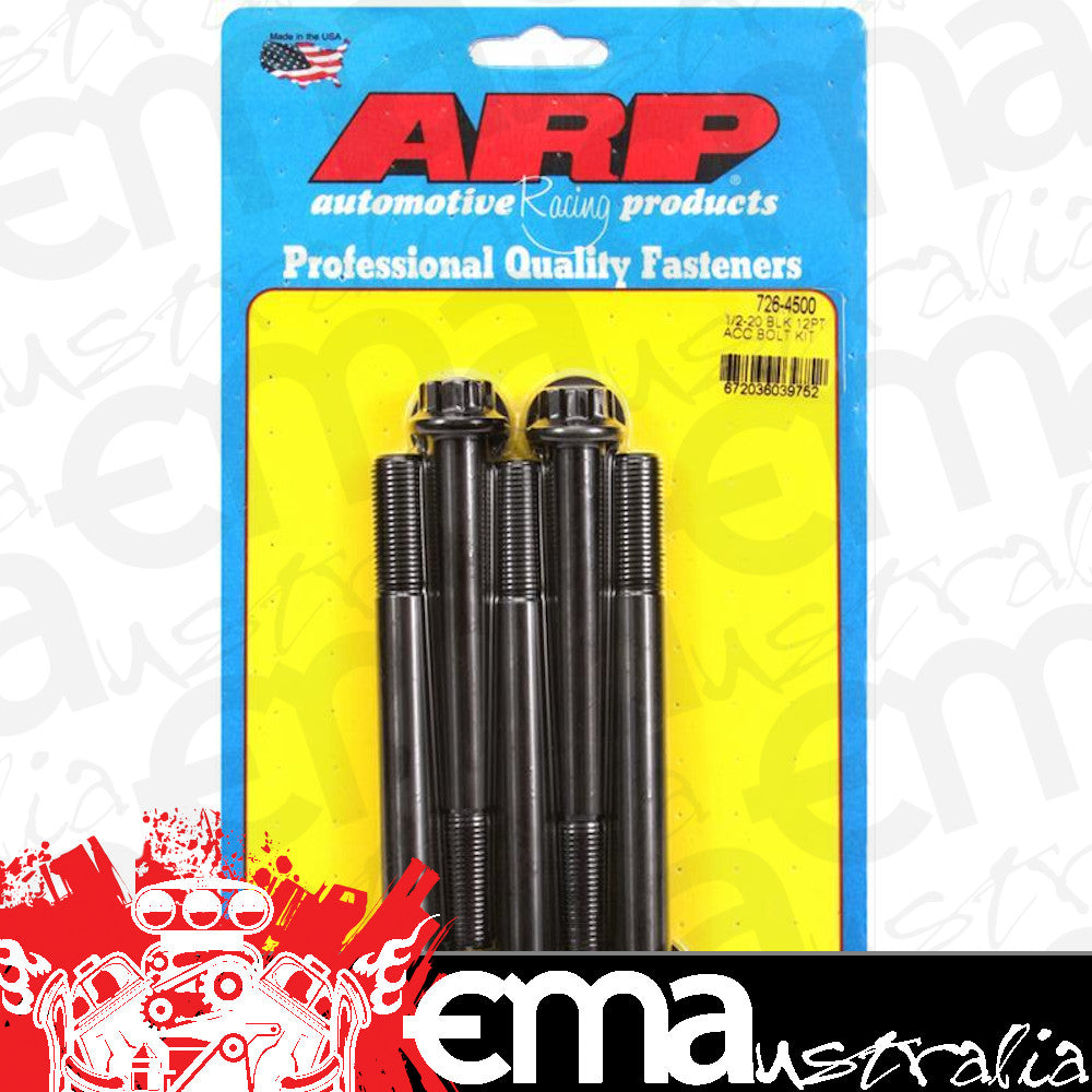 ARP Fasteners 725-4500 12 PT Bolts 1/2" UNF X 4.500" ARP726-4500 Black Oxide 9/16" Head (set of 5)