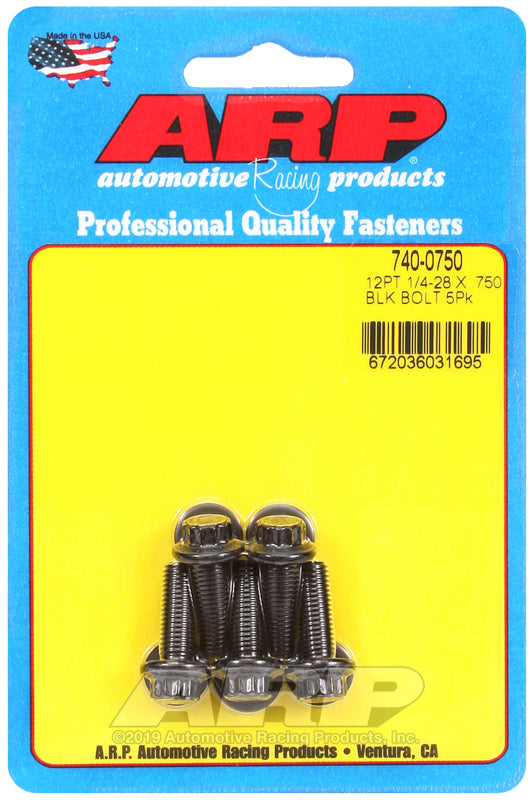 ARP 740-0750 1/4-28 X .750 12PT Black Oxide Bolts