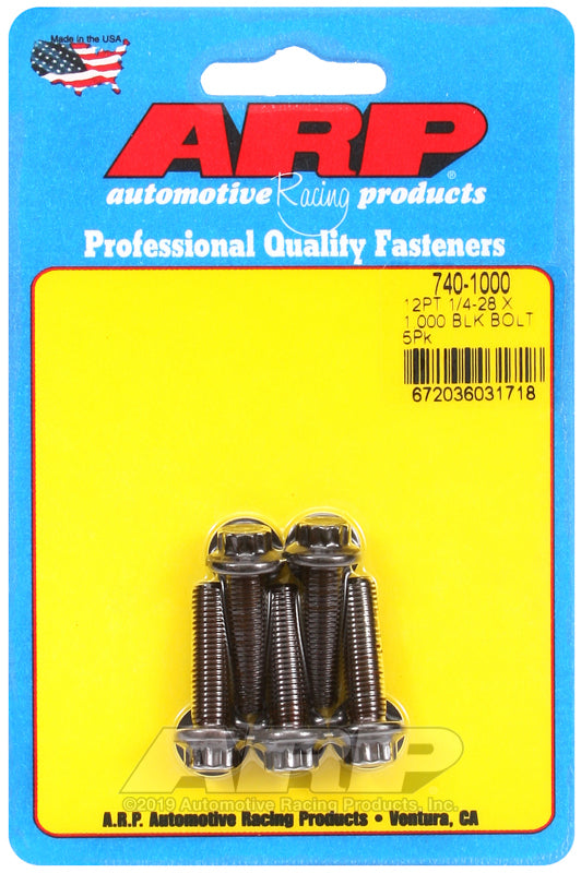 ARP 740-1000 1/4-28 X 1.000 12PT Black Oxide Bolts