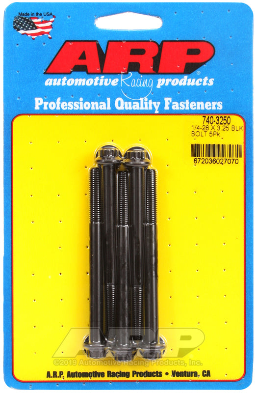 ARP 740-3250 1/4-28 X 3.250 12PT Black Oxide Bolts