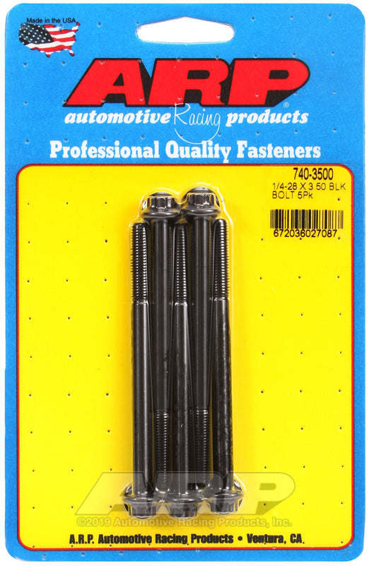 ARP 740-3500 1/4-28 X 3.500 12PT Black Oxide Bolts