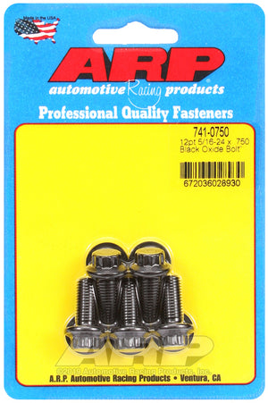 ARP Fasteners ARP741-0750 741-0750 5/16-24 X.750 12PT Black Oxide Bolts