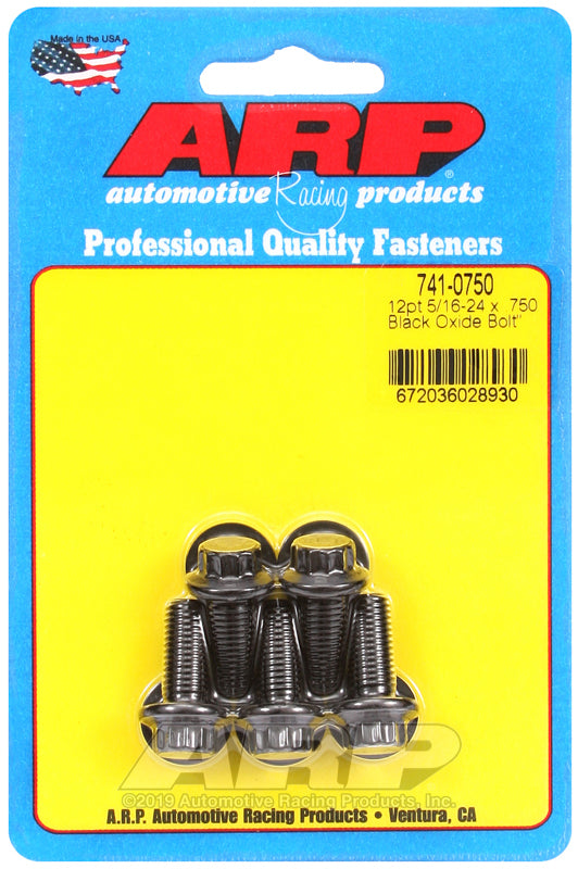 ARP Fasteners ARP741-0750 741-0750 5/16-24 X.750 12PT Black Oxide Bolts