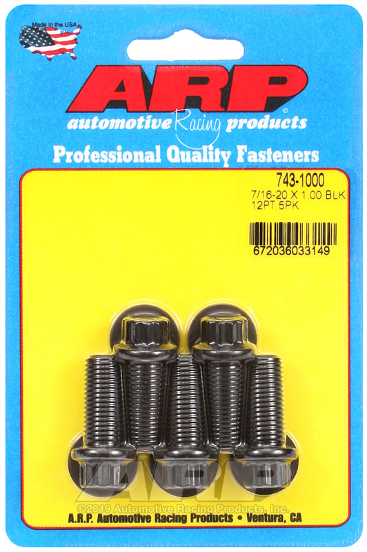 ARP 743-1000 7/16-20 X 1.000 12PT Black Oxide Bolts