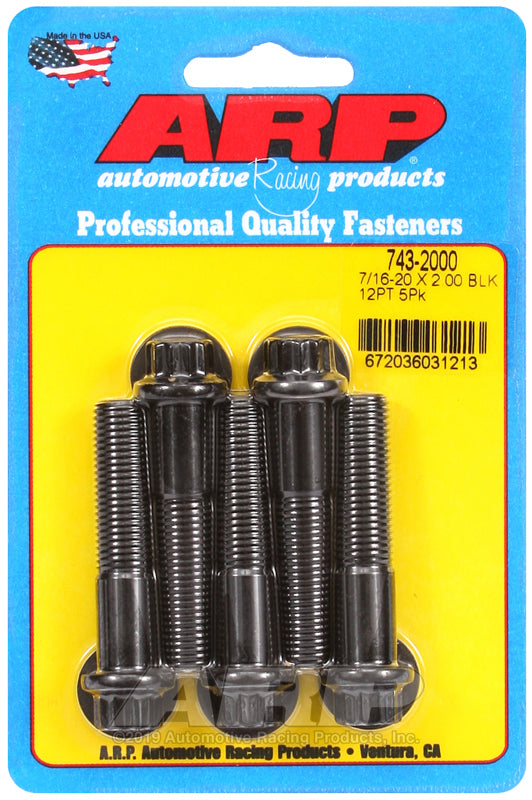 ARP Fasteners ARP743-2000 743-2000 7/16-20 X 2.000 12PT Black Oxide Bolts