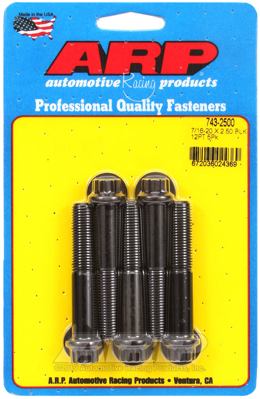 ARP 743-2500 7/16-20 X 2.500 12PT Black Oxide Bolts