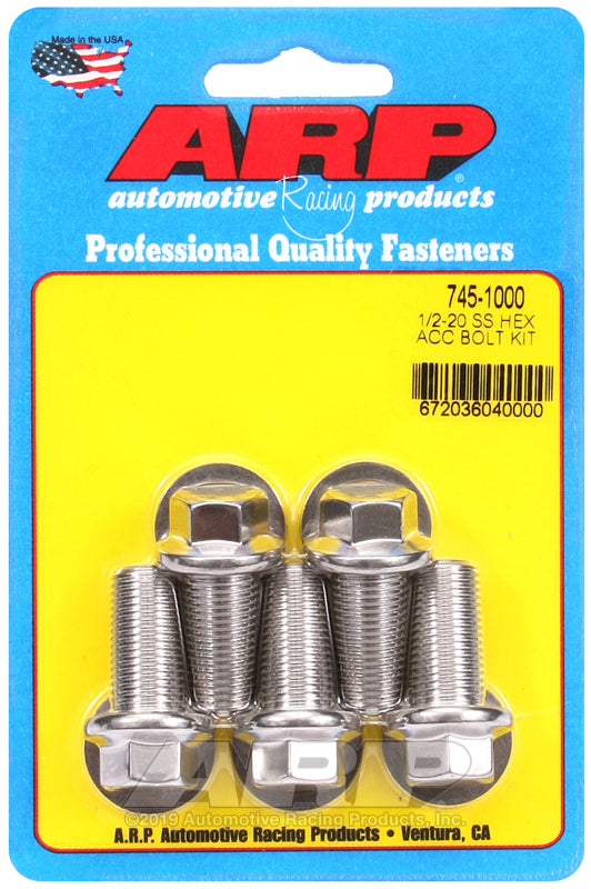 ARP 745-1000 1/2-20 X 1.000 Hex SS Bolts