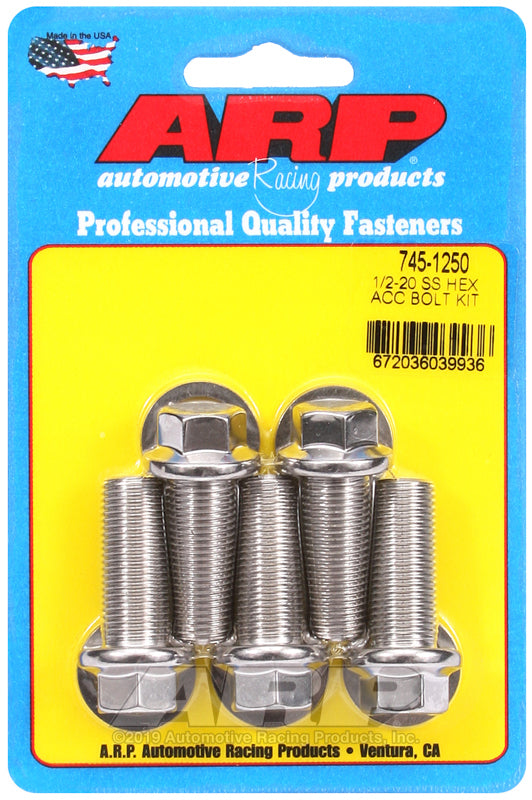 ARP 745-1250 1/2-20 X 1.250 Hex SS Bolts