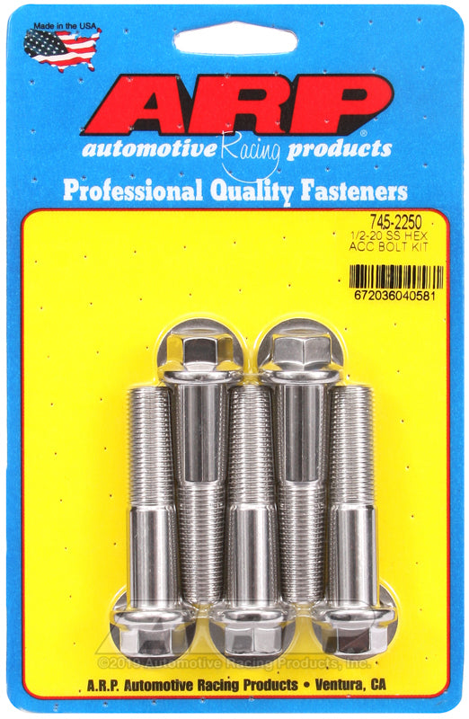 ARP 745-2250 1/2-20 X 2.250 Hex SS Bolts