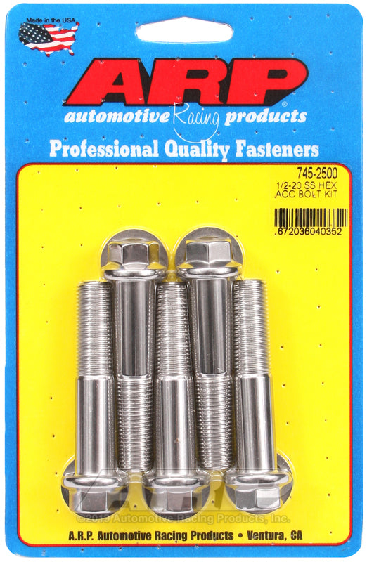 ARP 745-2500 1/2-20 X 2.500 Hex SS Bolts