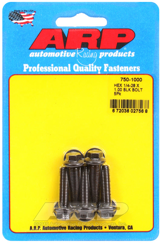 ARP 750-1000 1/4-28 X 1.000 Hex Black Oxide Bolts