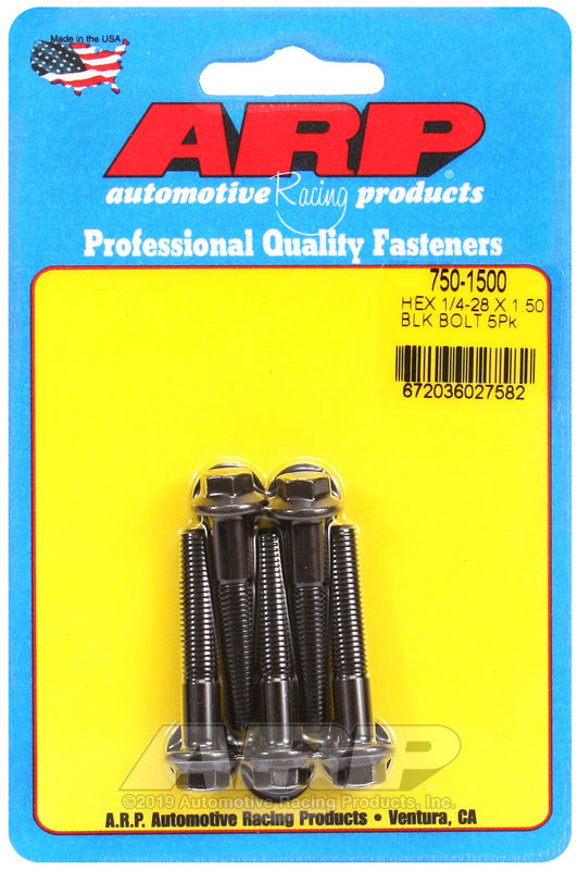 ARP 750-1500 1/4-28 X 1.500 Hex Black Oxide Bolts