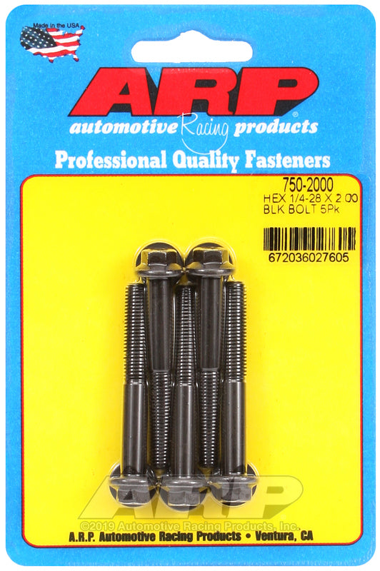 ARP 750-2000 1/4-28 X 2.000 Hex Black Oxide Bolts