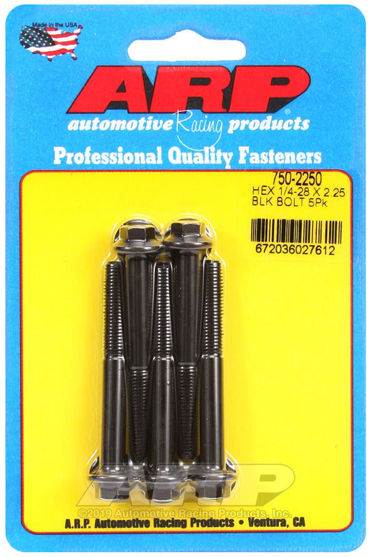 ARP 750-2250 1/4-28 X 2.250 Hex Black Oxide Bolts