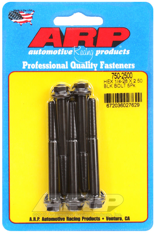 ARP 750-2500 1/4-28 X 2.500 Hex Black Oxide Bolts