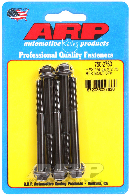 ARP 750-2750 1/4-28 X 2.750 Hex Black Oxide Bolts