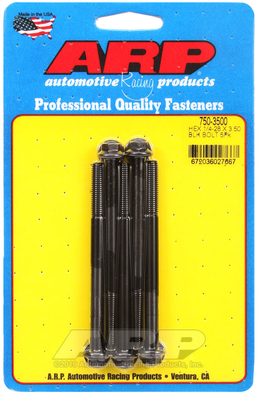 ARP 750-3500 1/4-28 X 3.500 Hex Black Oxide Bolts