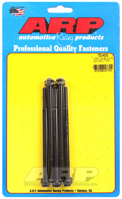 ARP 750-4500 1/4-28 X 4.500 Hex Black Oxide Bolts