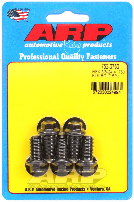 ARP 752-0750 3/8-24 X .750 Hex Black Oxide Bolts