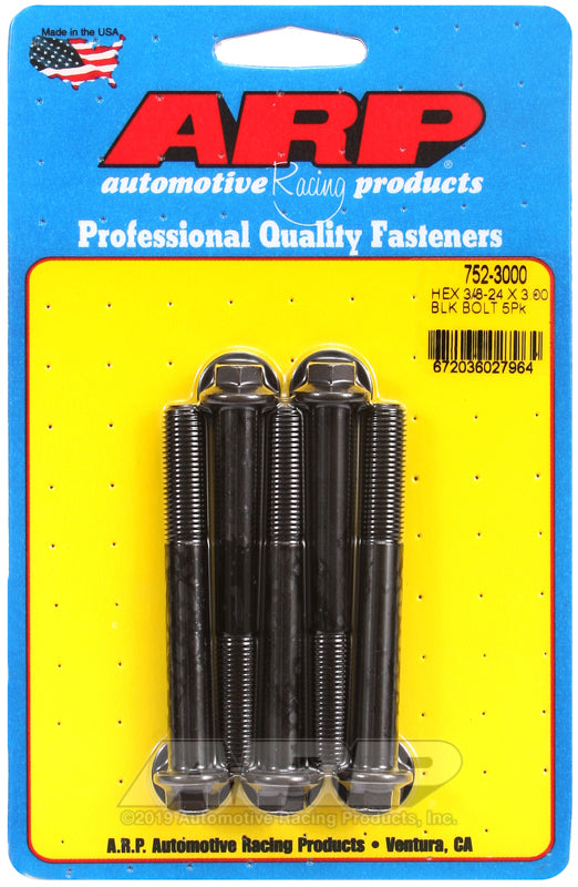 ARP 752-3000 3/8-24 X 3.000 Hex Black Oxide Bolts