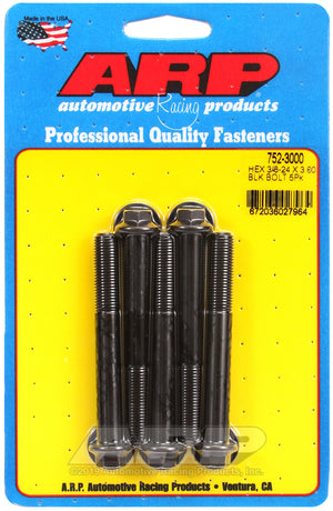 ARP 752-3000 3/8-24 X 3.000 Hex Black Oxide Bolts