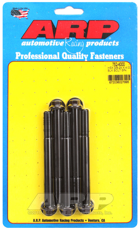 ARP 752-4000 3/8-24 X 4.000 Hex Black Oxide Bolts