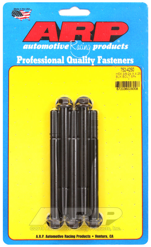 ARP 752-4250 3/8-24 X 4.250 Hex Black Oxide Bolts