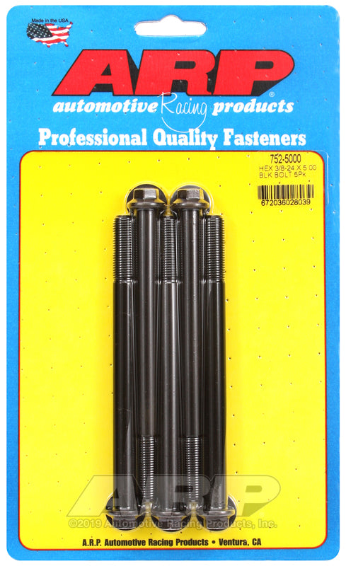 ARP 752-5000 3/8-24 X 5.000 Hex Black Oxide Bolts