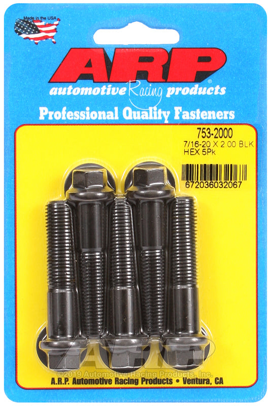 ARP 753-2000 7/16-20 X 2.000 Hex Black Oxide Bolts