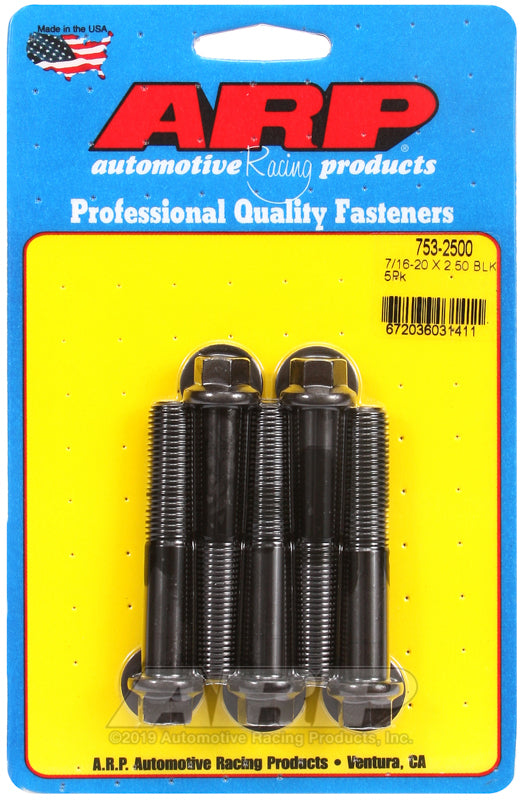 ARP 753-2500 7/16-20 X 2.500 Hex Black Oxide Bolts