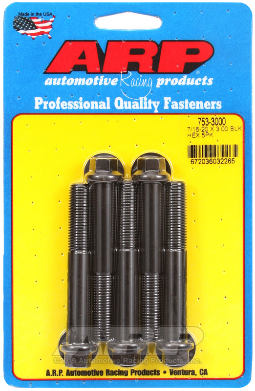 ARP 753-3000 7/16-20 X 3.000 Hex Black Oxide Bolts