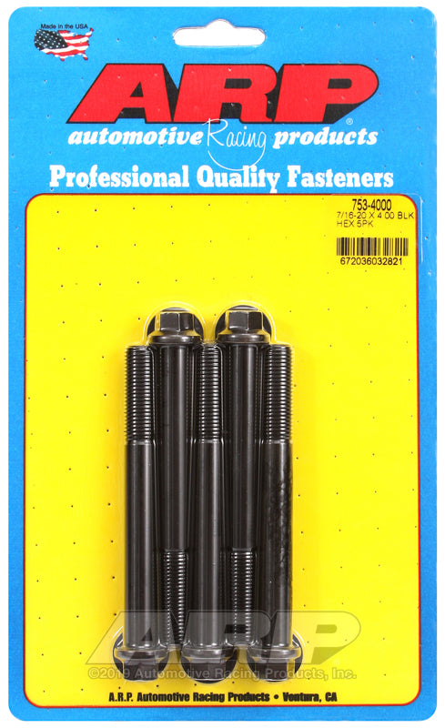 ARP 753-4000 7/16-20 X 4.000 Hex Black Oxide Bolts