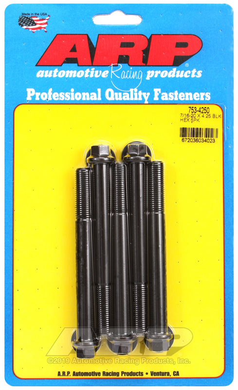 ARP 753-4250 7/16-20 X 4.250 Hex Black Oxide Bolts