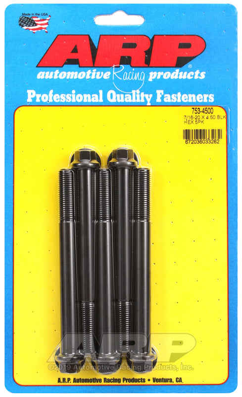 ARP 753-4500 7/16-20 X 4.500 Hex Black Oxide Bolts