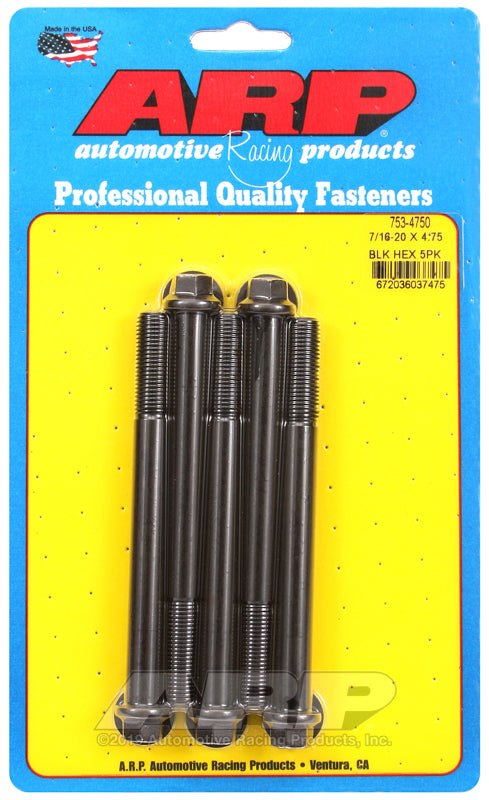 ARP 753-4750 7/16-20 X 4.750 Hex Black Oxide Bolts