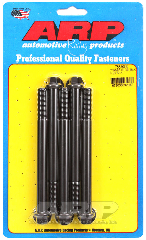 ARP 753-5000 7/16-20 X 5.000 Hex Black Oxide Bolts