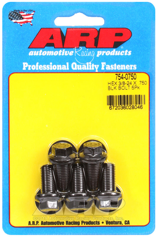 ARP 754-0750 3/8-24 X .750 Hex 7/16 Wrenching Black Oxide Bolts