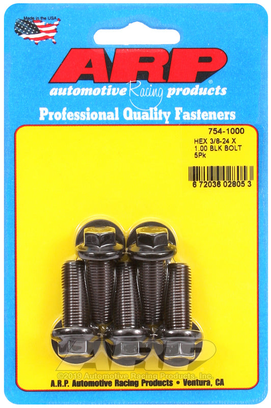 ARP 754-1000 3/8-24 X 1.000 Hex 7/16 Wrenching Black Oxide Bolts