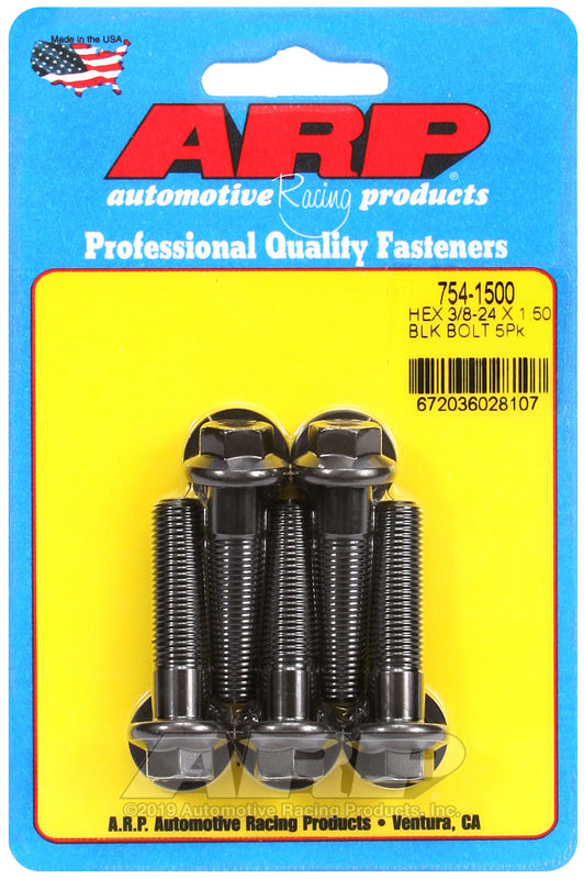 ARP 754-1500 3/8-24 X 1.500 Hex 7/16 Wrenching Black Oxide Bolts