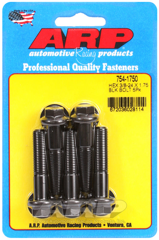 ARP 754-1750 3/8-24 X 1.750 Hex 7/16 Wrenching Black Oxide Bolts