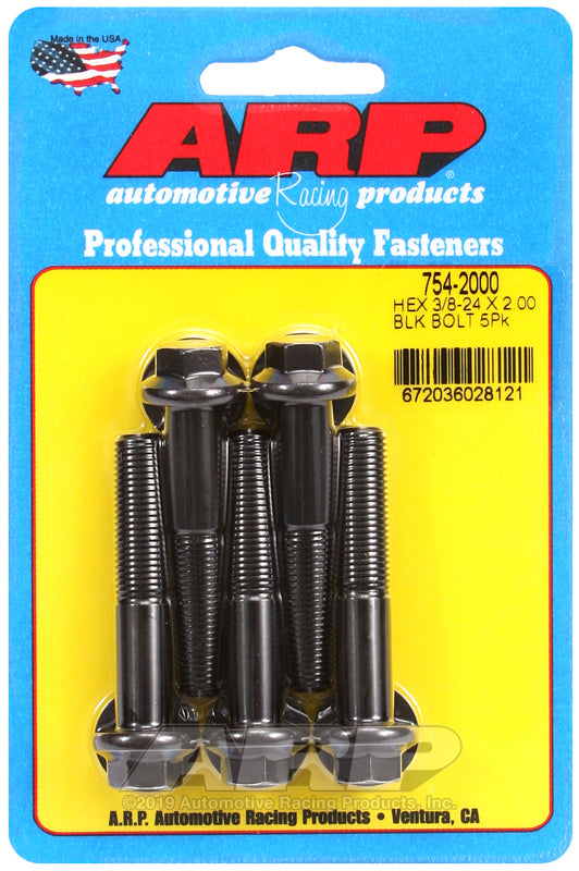 ARP 754-2000 3/8-24 X 2.000 Hex 7/16 Wrenching Black Oxide Bolts