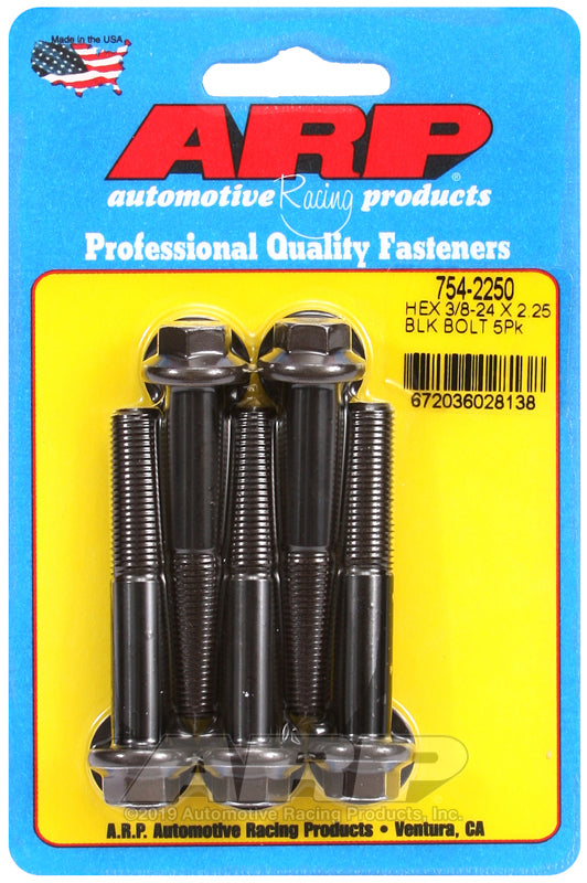 ARP 754-2250 3/8-24 X 2.250 Hex 7/16 Wrenching Black Oxide Bolts